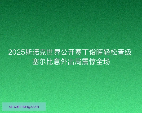 2025斯诺克世界公开赛丁俊晖轻松晋级 塞尔比意外出局震惊全场 2025斯诺克世界公开赛丁俊晖轻松晋级 塞尔比意外出局震惊全场