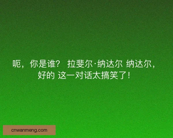 呃,你是谁? 拉斐尔·纳达尔 纳达尔,好的 这一对话太搞笑了! 呃,你是谁? 拉斐尔·纳达尔 纳达尔,好的 这一对话太搞笑了!