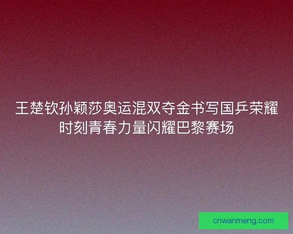 王楚钦孙颖莎奥运混双夺金书写国乒荣耀时刻青春力量闪耀巴黎赛场 王楚钦孙颖莎奥运混双夺金书写国乒荣耀时刻青春力量闪耀巴黎赛场