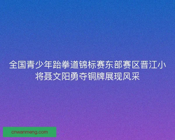 全国青少年跆拳道锦标赛东部赛区晋江小将聂文阳勇夺铜牌展现风采 全国青少年跆拳道锦标赛东部赛区晋江小将聂文阳勇夺铜牌展现风采
